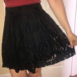 LOFT Black Lacy & Flowy Mini Skirt
